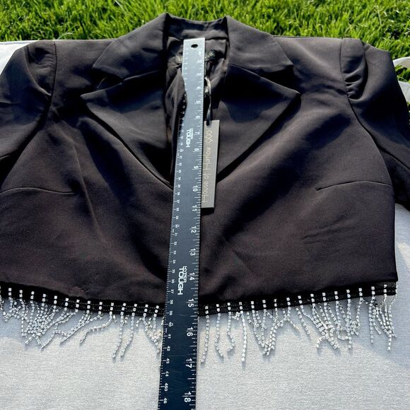 HOUSE OF HARLOW 1960 RHINESTONE FRINGE BLAZER JACKET & MINI SKIRT SET NWT XS - Picture 8 of 16